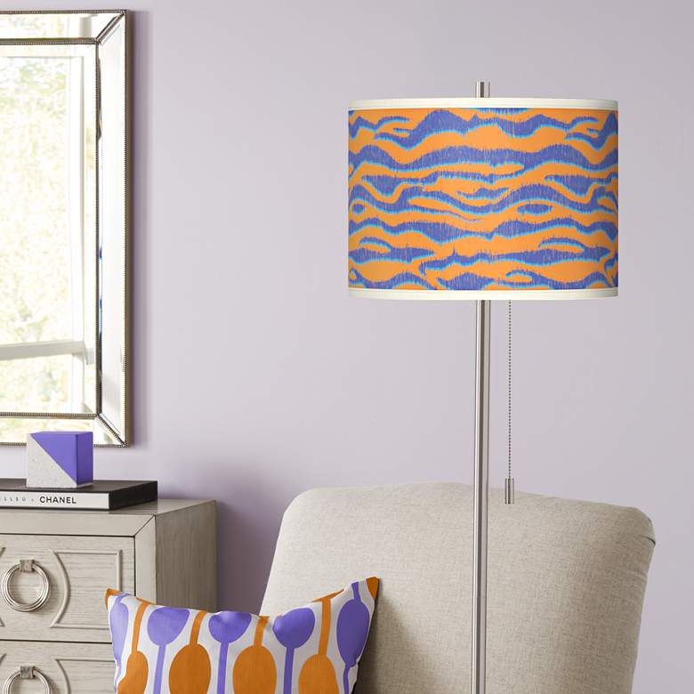 Image 1 Sunset Stripes Brushed Nickel Pull Chain Floor Lamp