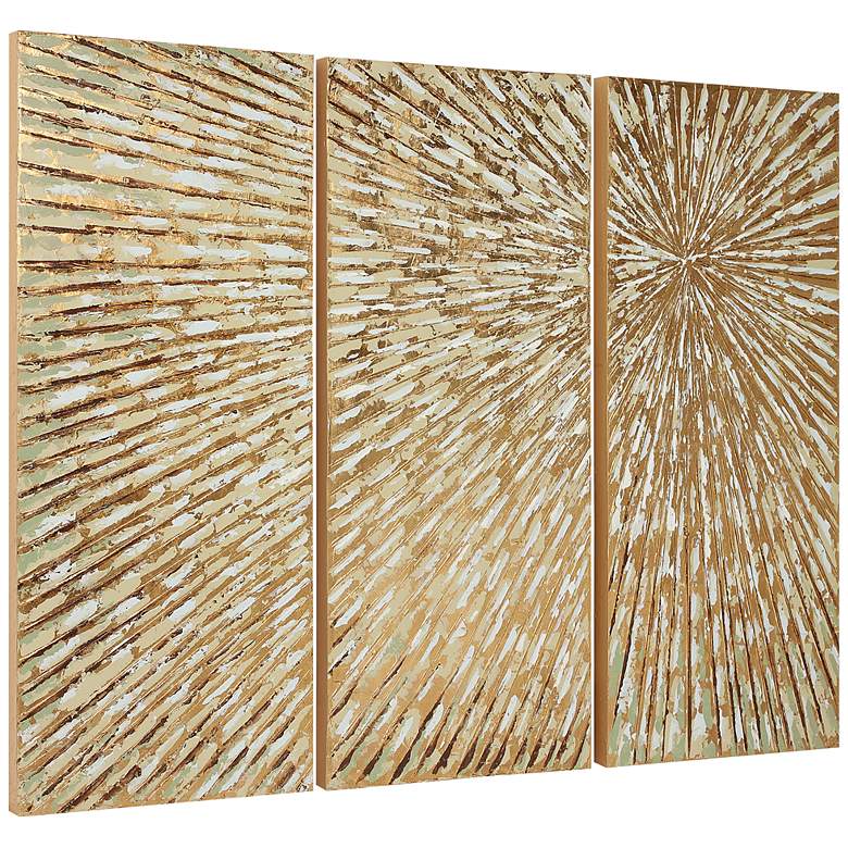 Image 5 Sunshine 48"H Textured Metallic 3-Piece Canvas Wall Art Set more views