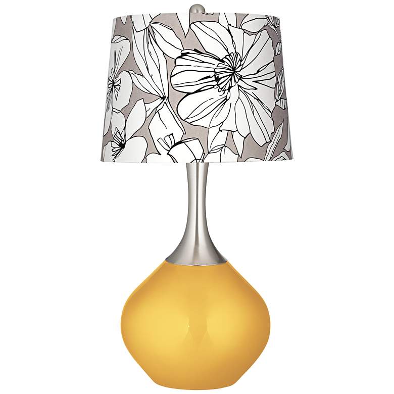Image 1 Sunshine Metallic Graphic Floral Shade Spencer Table Lamp
