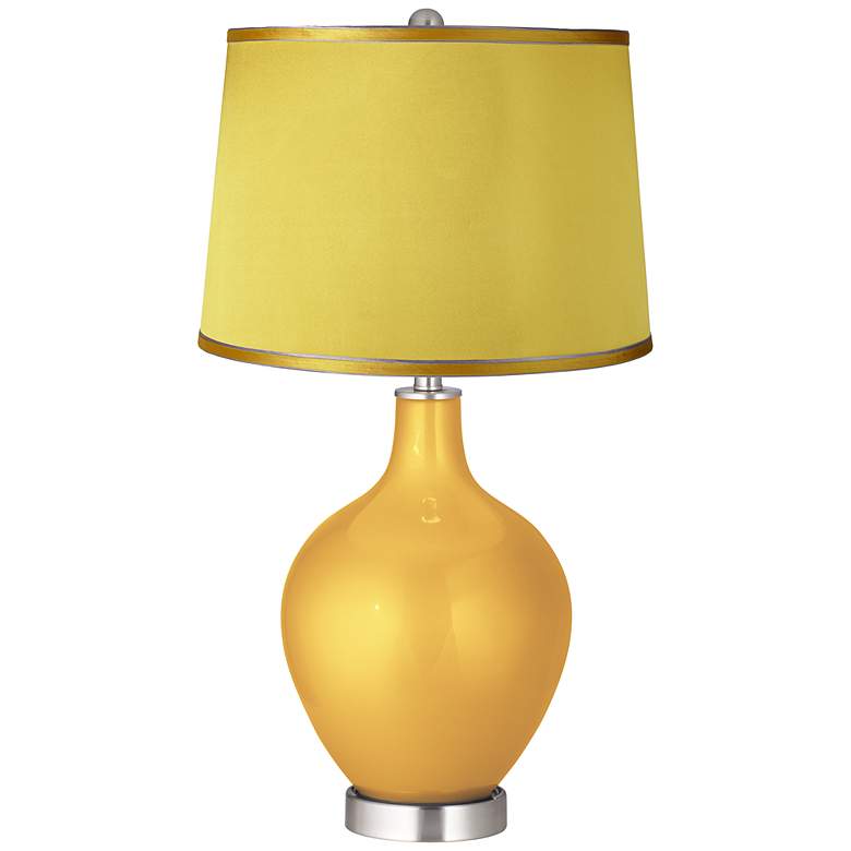 Image 1 Sunshine Metallic - Satin Yellow Shade Ovo Table Lamp