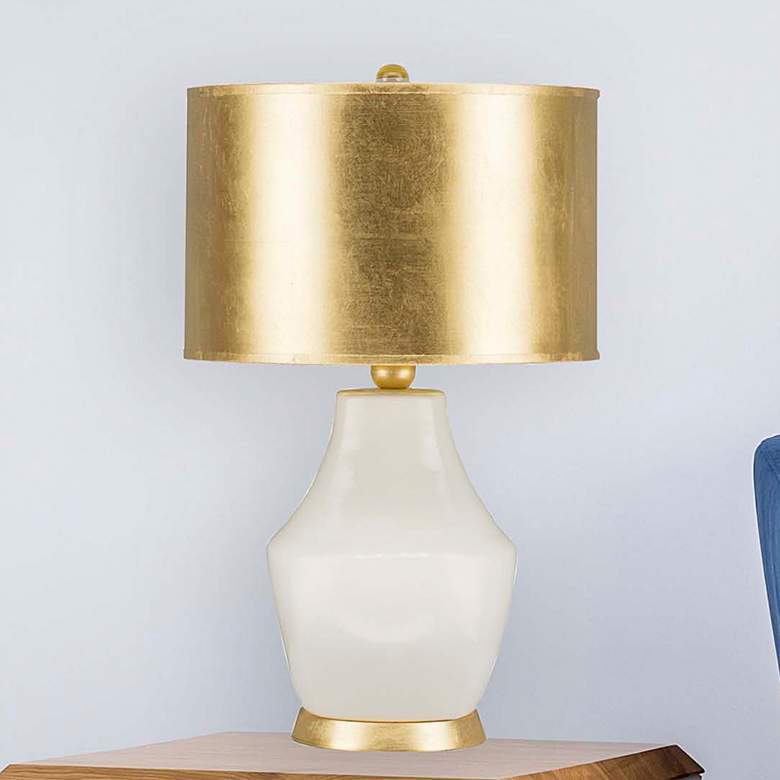Image 1 Sunstrike Ivory Glazed Ceramic Accent Table Lamp