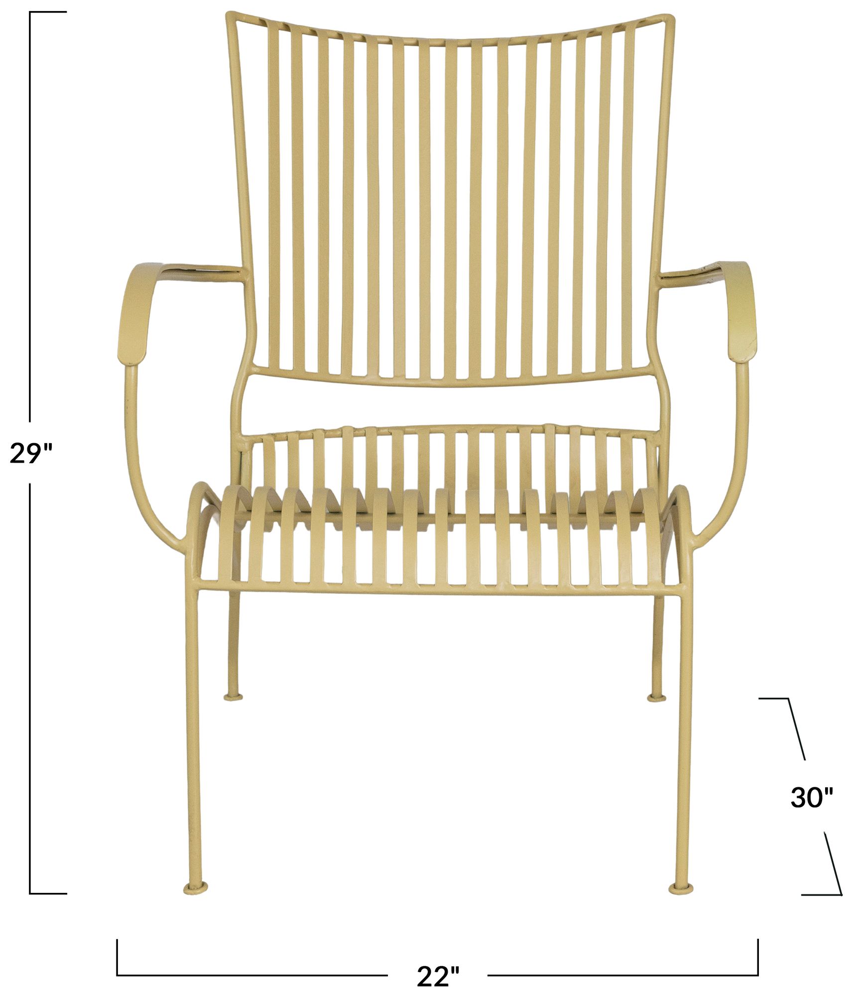 Image 3 Sunwashed Yellow Slatted Iron Arm Chair, Set of 2 more views
