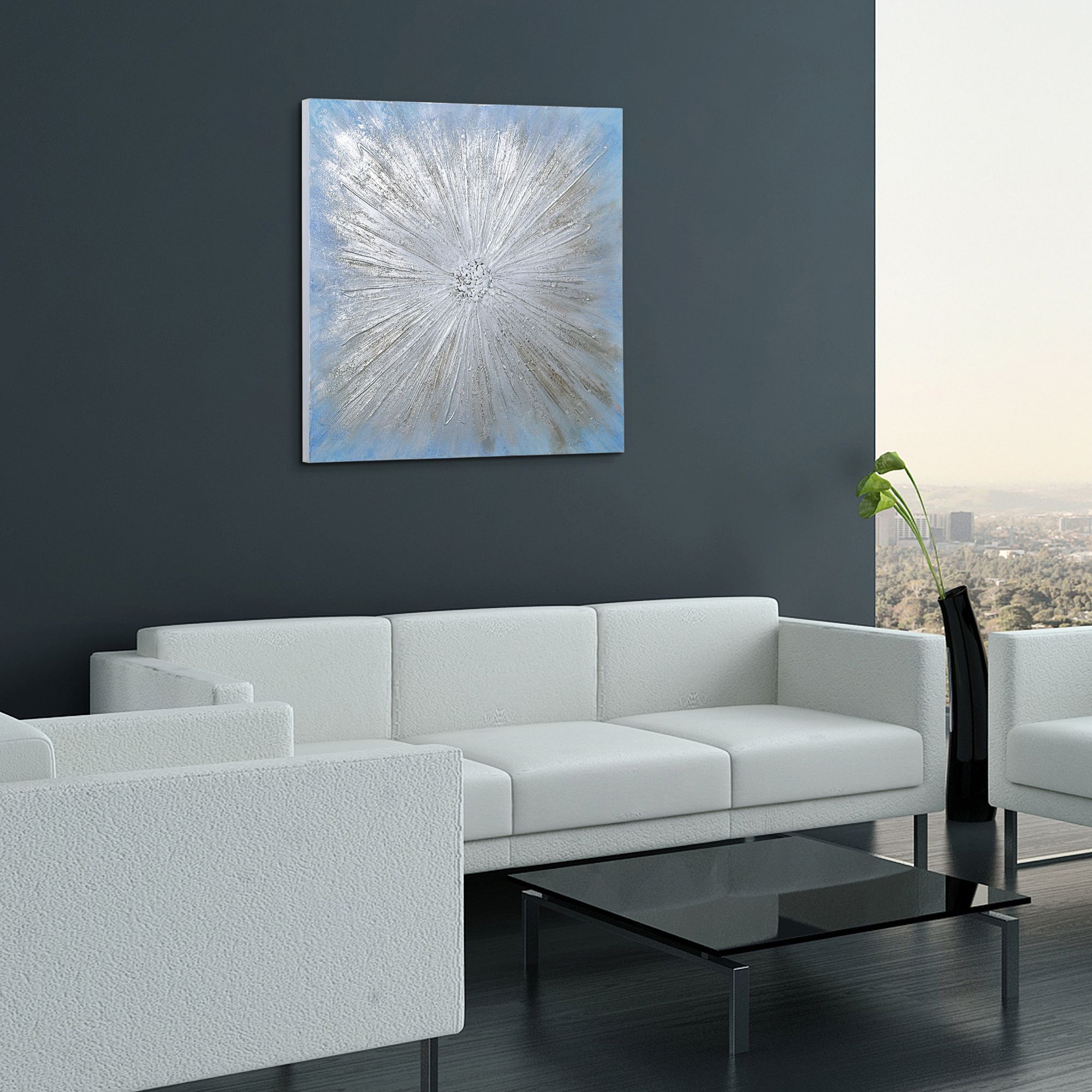Supernova 36" Square Hand-Painted Canvas Wall Art in scene