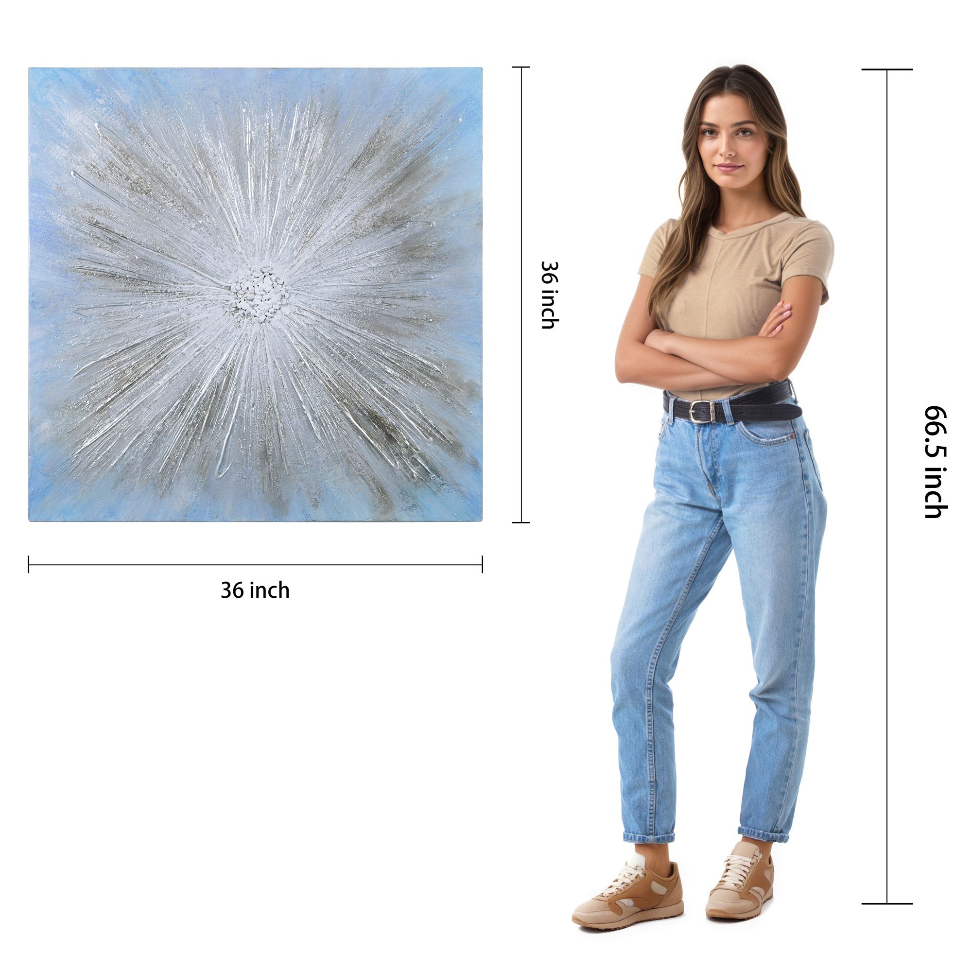 Supernova 36" Square Hand-Painted Canvas Wall Art in scene