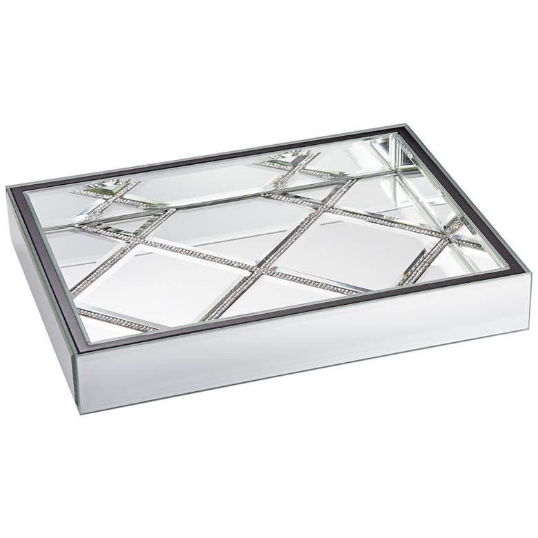 Image 1 Suprema 10 1/2" Wide Rhinestone Square Mirrored Tray