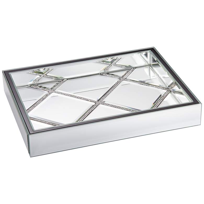 Image 1 Suprema 10 1/2 inch Wide Rhinestone Square Mirrored Tray