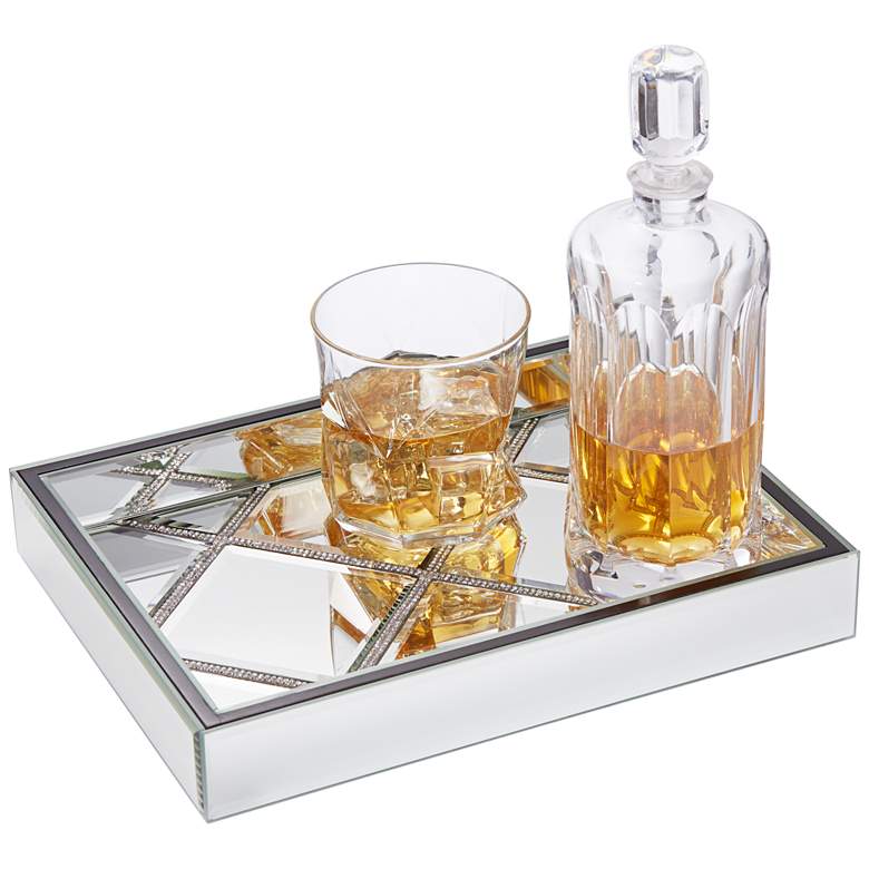 Image 4 Suprema 10 1/2" Wide Rhinestone Square Mirrored Tray more views
