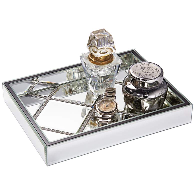 Image 5 Suprema 10 1/2" Wide Rhinestone Square Mirrored Tray more views
