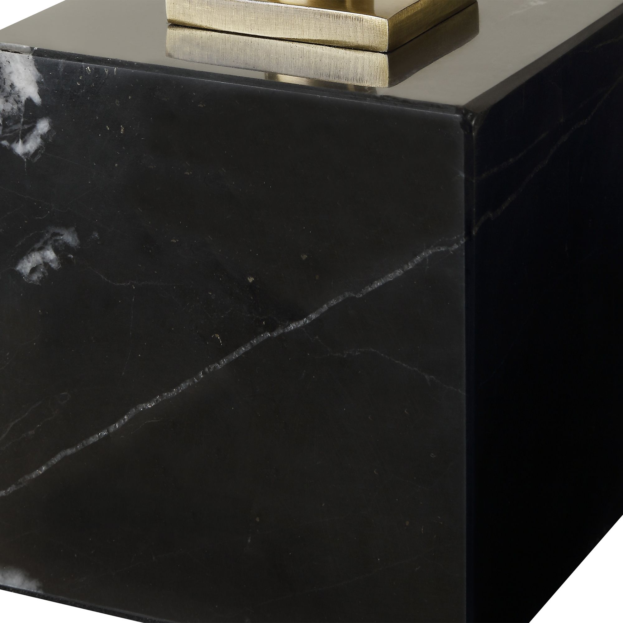 Suranne 32 1/2" Brass Metal and Black Marble Table Lamp in scene