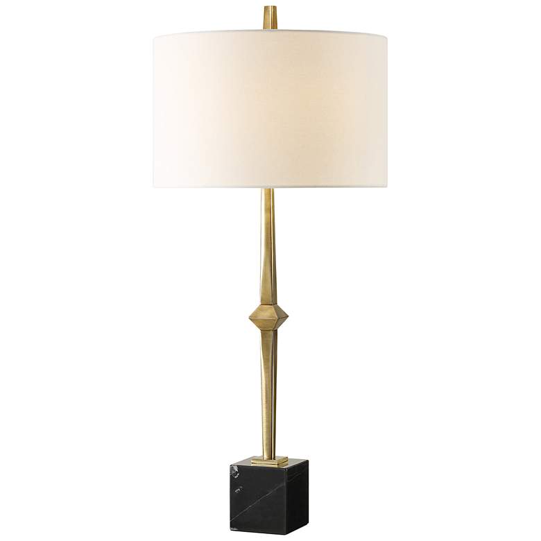 Image 1 Suranne 32 1/2 inch Brass Metal and Black Marble Table Lamp