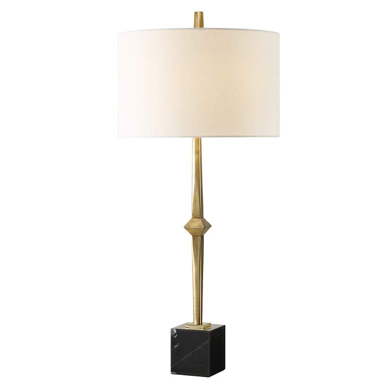 Image 3 Suranne 32 1/2" Brass Metal and Black Marble Table Lamp