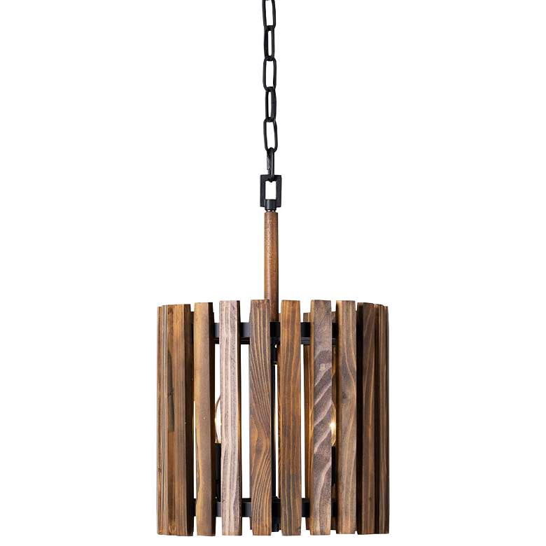 Image 1 Suratto 12" Wide Black and Walnut Cylinder Mini Pendant