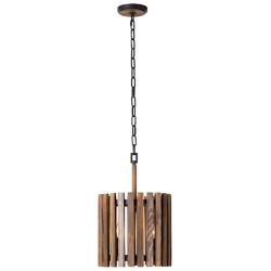 Suratto 12" Wide Black and Walnut Cylinder Mini Pendant