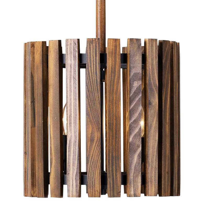 Image 2 Suratto 12" Wide Black and Walnut Cylinder Mini Pendant more views