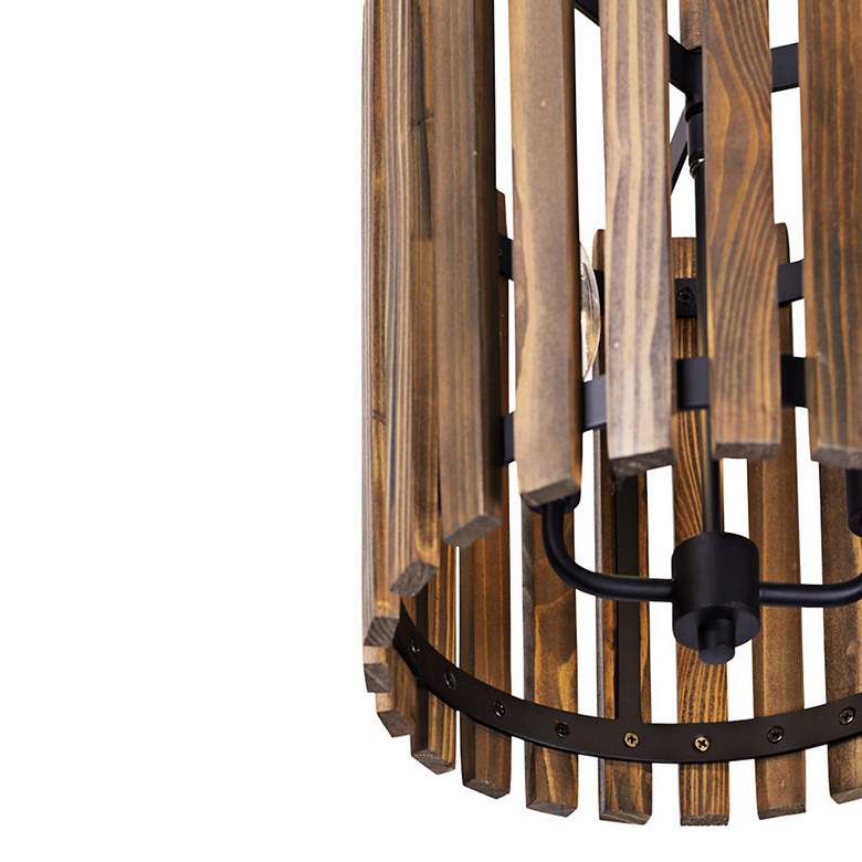 Image 3 Suratto 12" Wide Black and Walnut Cylinder Mini Pendant more views