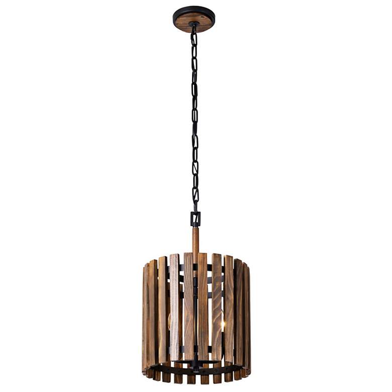 Image 6 Suratto 12" Wide Black and Walnut Cylinder Mini Pendant more views