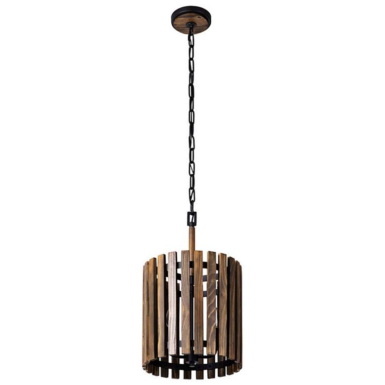 Image 7 Suratto 12" Wide Black and Walnut Cylinder Mini Pendant more views