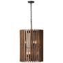 Thumbnail1 of Suratto 18" Wide Black and Walnut Wood 6-Light Pendant Light