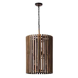 Image3 of Suratto 18" Wide Black and Walnut Wood 6-Light Pendant Light more views