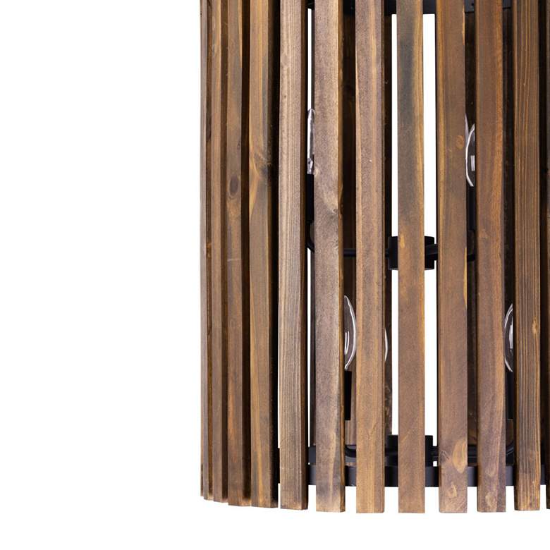 Image 4 Suratto 18" Wide Black and Walnut Wood 6-Light Pendant Light more views