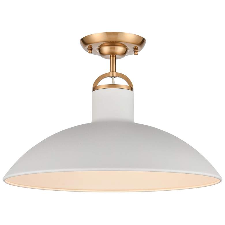 Image 1 Surf 16" Wide Satin Brass and White Ceiling Light