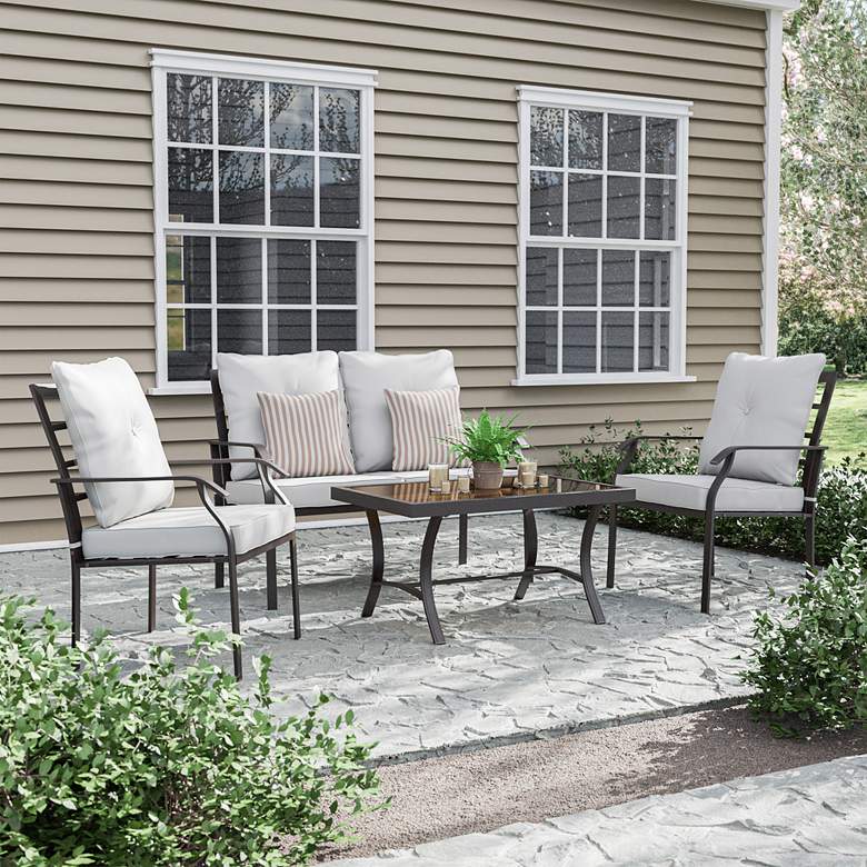 Image 1 Surf Beige Fabric 4-Piece Outdoor Conversation Set