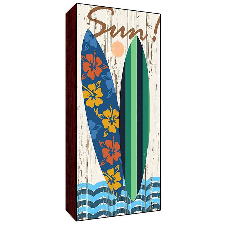 Image 1 Surfboards And Sun 40 inch High Coastal Wood Wall Art