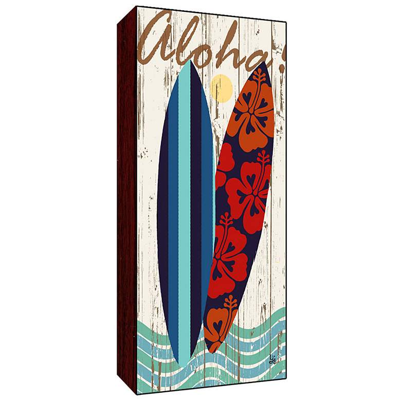 Image 1 Surfboards And Waves Aloha 40 inch High Rustic Wood Wall Art