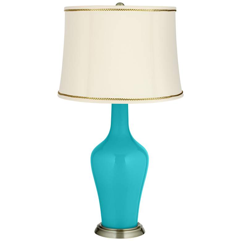 Image 1 Surfer Blue Anya Table Lamp with President&#8217;s Braid Trim