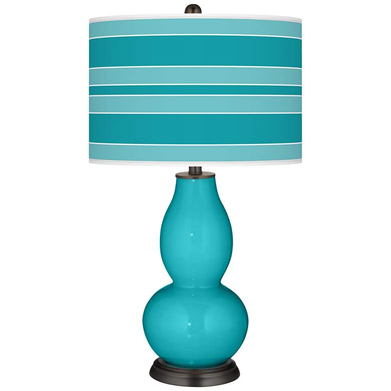 Image 1 Surfer Blue Bold Stripe Double Gourd Table Lamp