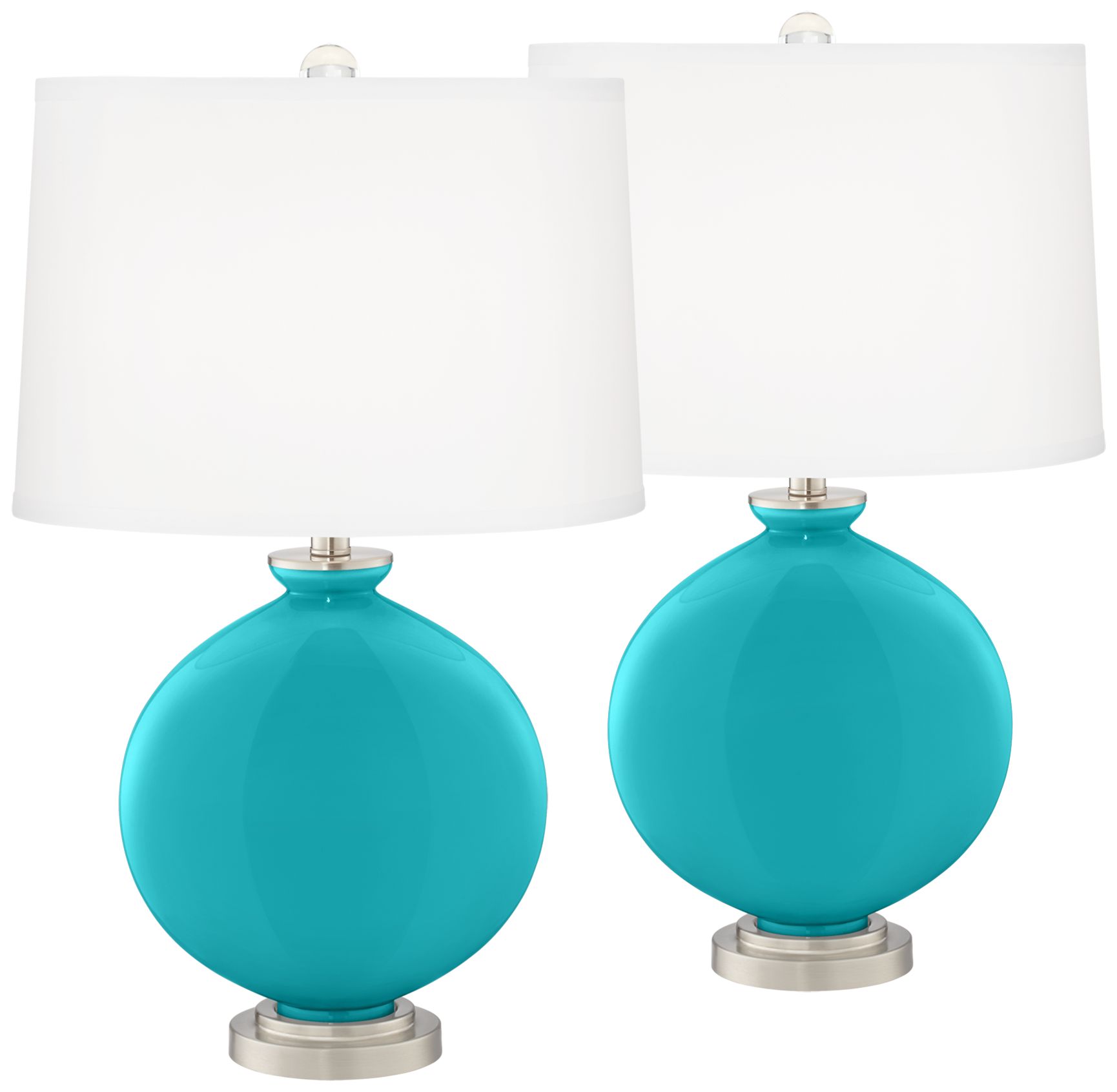 Surfer Blue Carrie Modern Table Lamps Set of 2 with USB Dimmers