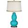Surfer Blue Double Gourd Table Lamp with Rhinestone Lace Trim