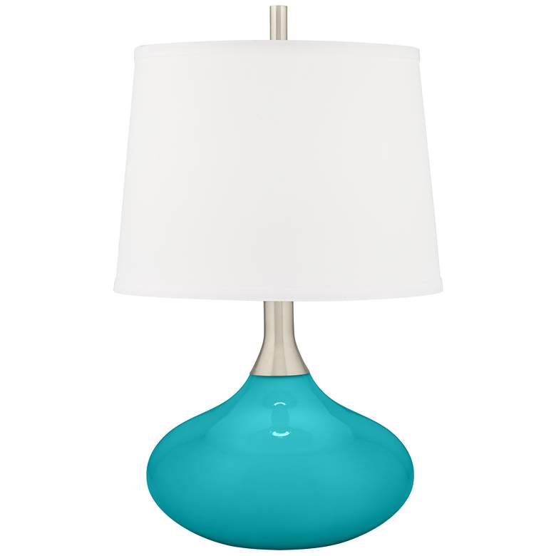 Image 2 Surfer Blue Felix Modern Table Lamp with Table Top Dimmer