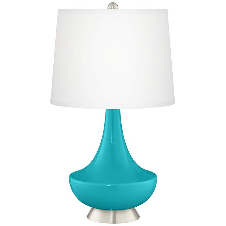 Image 2 Surfer Blue Gillan Glass Table Lamp with Dimmer