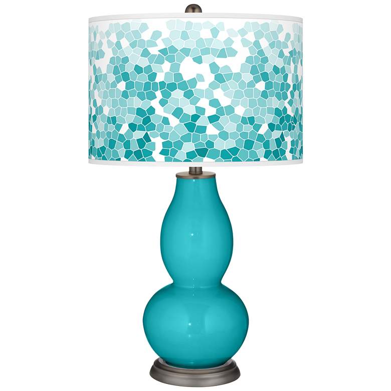 Image 1 Surfer Blue Mosaic Giclee Double Gourd Table Lamp