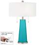 Surfer Blue Peggy Glass Table Lamp With Dimmer