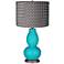 Surfer Blue Pleated Charcoal Shade Double Gourd Table Lamp