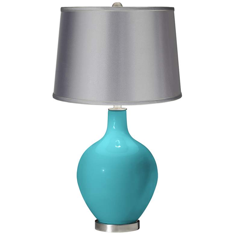 Image 1 Surfer Blue - Satin Light Gray Shade Ovo Table Lamp