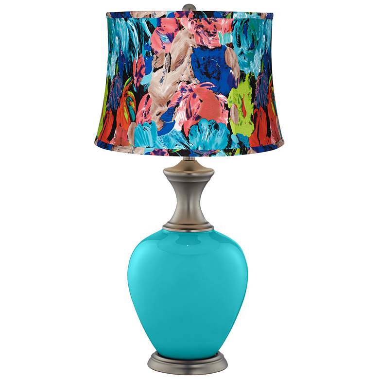 Image 1 Surfer Blue Technicolor Floral Shade Alison Table Lamp
