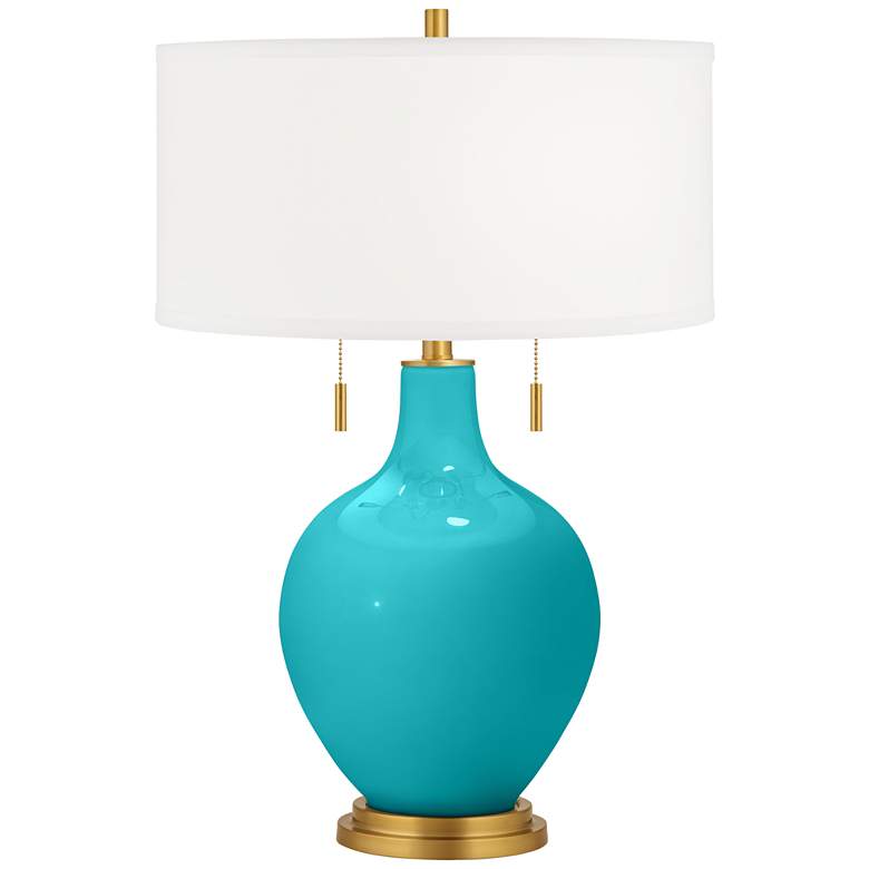 Image 2 Surfer Blue Toby Brass Accents Table Lamp with Dimmer