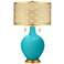 Surfer Blue Toby Brass Metal Shade Table Lamp