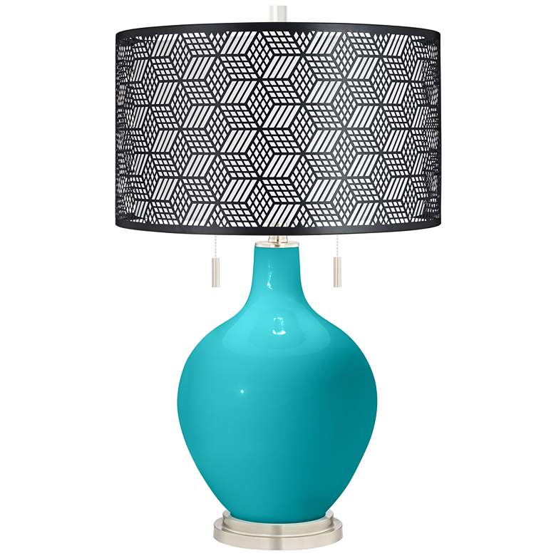 Image 1 Surfer Blue Toby Table Lamp With Black Metal Shade