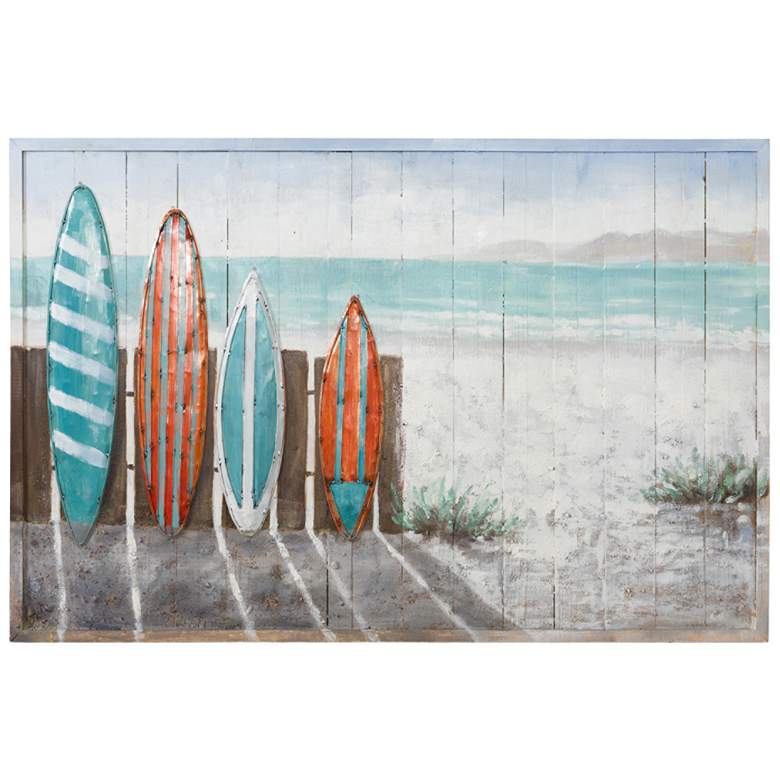 Image 2 Surfer&#39;s Paradise 48 inch Wide Mix-Media Rectangular Wall Art more views