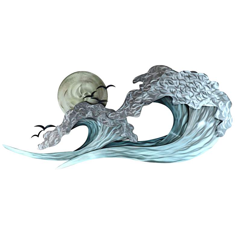 Image 1 Surfline I Blue 53"W Metal Wall Sculpture