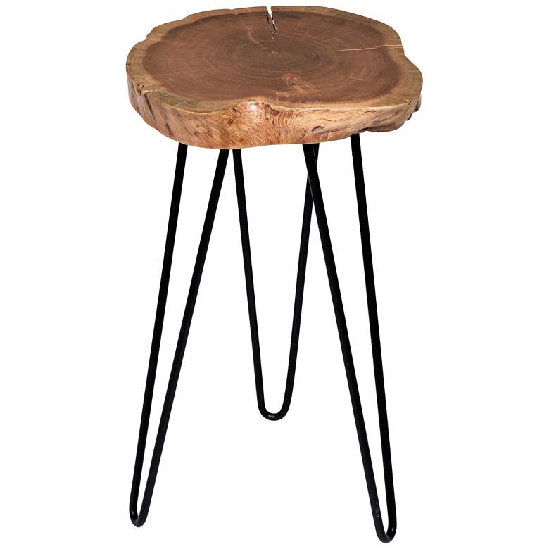 Suri 22 inch Wide Natural Wood and Black Accent Table