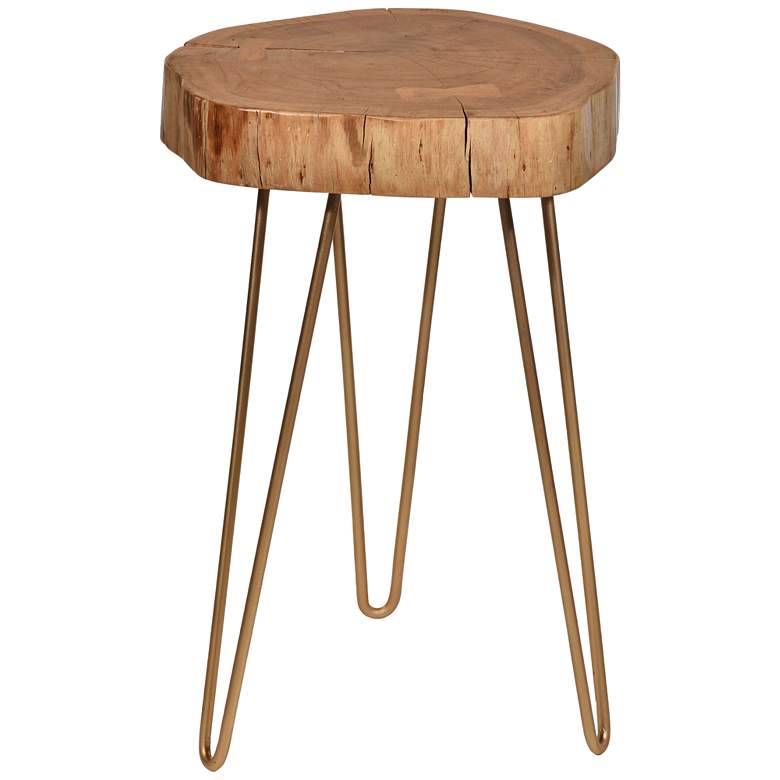 Image 2 Suri 22" Wide Natural Wood and Gold Accent Table