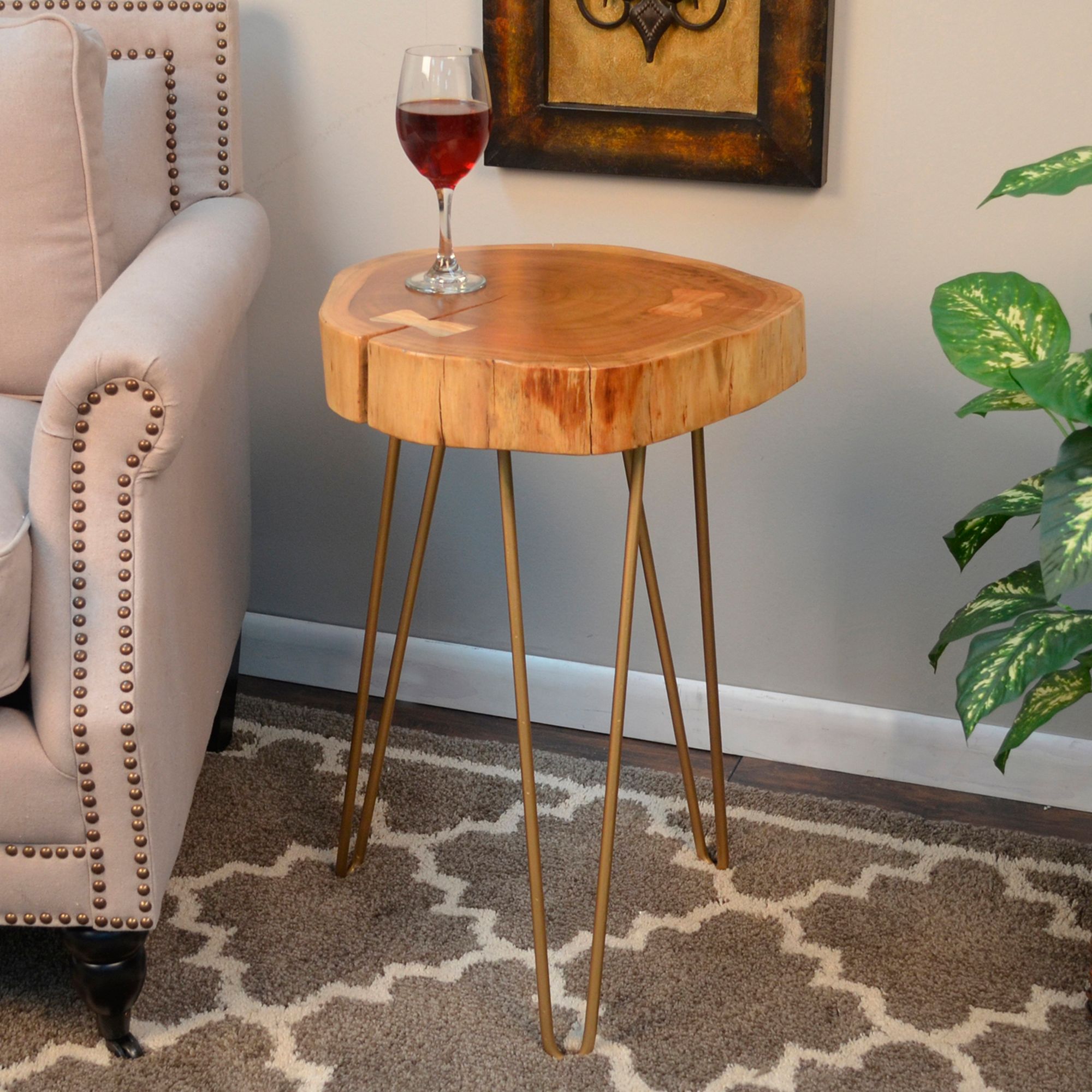 gold and wood accent table