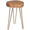 Suri 22" Wide Natural Wood and Gold Accent Table