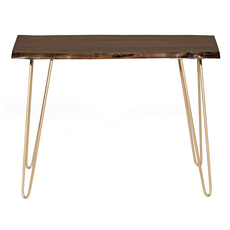 Image 4 Suri 40" Wide Elm Wood and Gold Live Edge Console Table more views