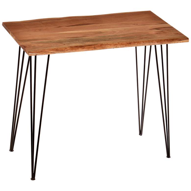 Image 2 Suri 42" Wide Natural Wood and Black Metal Bar Table